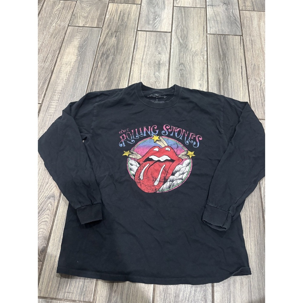 The Rolling Stones Long Sleeve T-Shirt Men's M Black Cotton Graphic Band Tee
